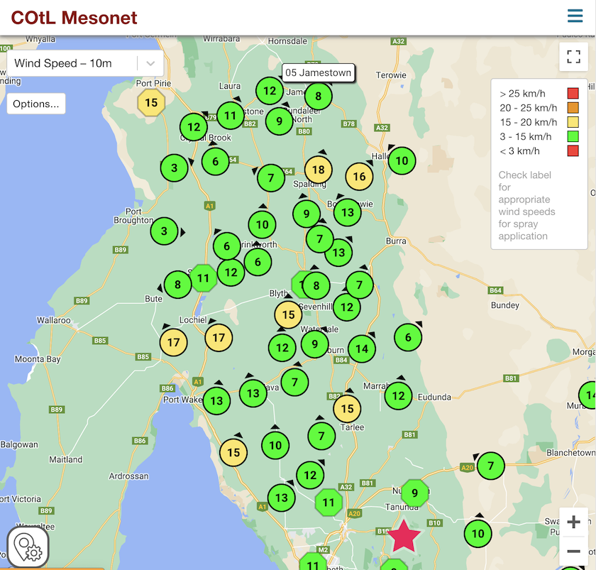 Screenshot of COtL Mesonet web application